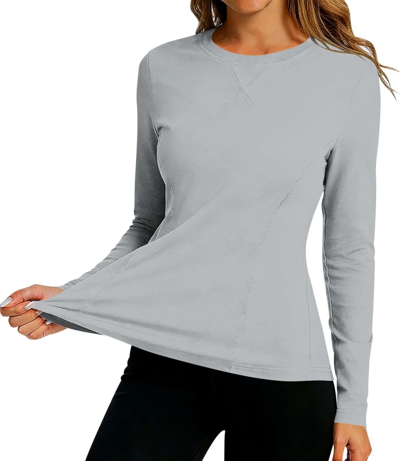 Women’s UV protection long sleeve lightweight shirt thumb holes quick-dry hiking workout top
