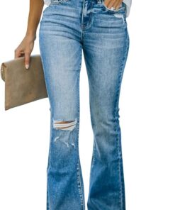 Women’s High Waisted Bell Bottom Wide Leg Stretch Denim Jeans