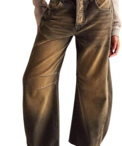 Women’s Baggy Barrel Jeans Wide Leg Cargo Denim Pants