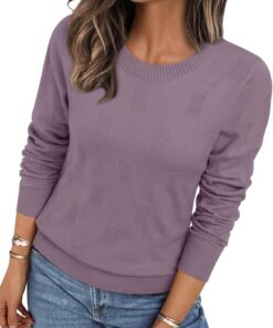 Women’s Lightweight Long Sleeve Knit Pullover Casual Sweater Top