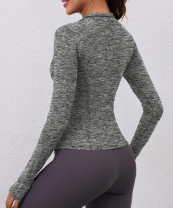 Alternative view of Women’s long sleeve quick-dry quarter-zip crop athletic yoga slim fit workout shirt