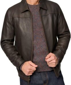 Men’s Faux Leather Vintage Racing Jacket Zip Front Style