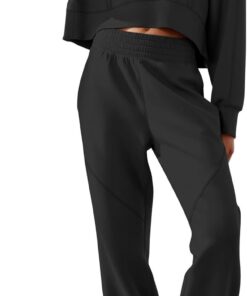 Women’s 2-piece lounge set cropped sweatshirt joggers casual sweatsuit set