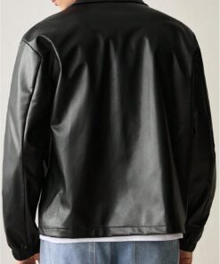 Alternative view of Men’s Faux Leather Motorcycle Jacket Zip Up Lightweight Biker Coat