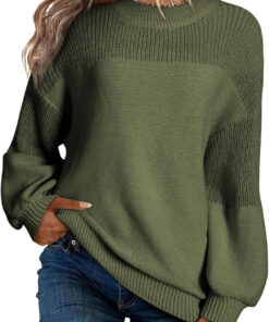 Women’s Casual Crew Neck Knit Sweater Loose Long Sleeve Pullover