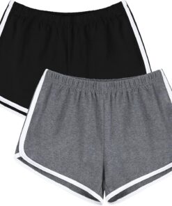 Women’s Cotton Workout Yoga Running Shorts Elastic Waist Activewear Set