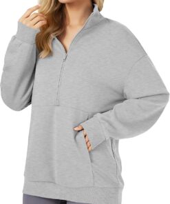 Alternative view of Women’s Quarter Zip Lightweight Pullover Hoodie Casual Workout Jacket
