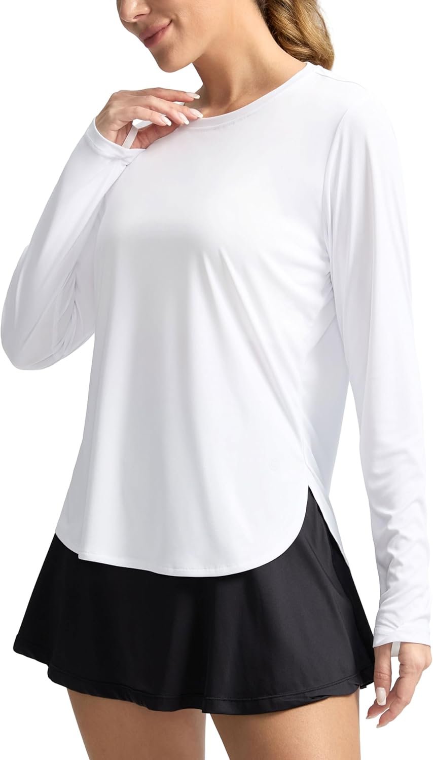 Women’s UV protection long sleeve lightweight shirt thumb holes quick-dry hiking workout top