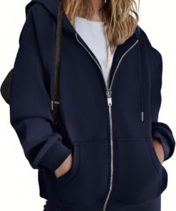 Women’s Oversized Zip Up Hoodie Fleece Sweatshirt Casual Jacket