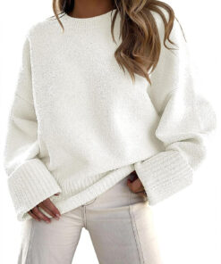 Women’s Oversized Fuzzy Knit Chunky Pullover Sweater