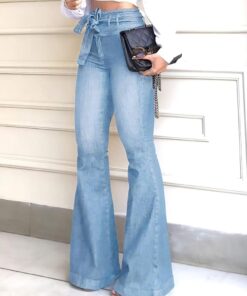 Alternative view of Women’s High Waisted Bell Bottom Flare Wide Leg Jeans
