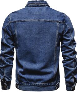 Alternative view of Men’s Vintage Inspired Denim Jacket Multiple Pocket Cotton Blend Coat