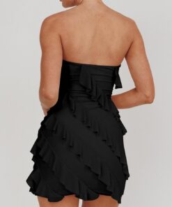 Alternative view of Women’s Strapless Bodycon Mini Dress with Ruffle Trim