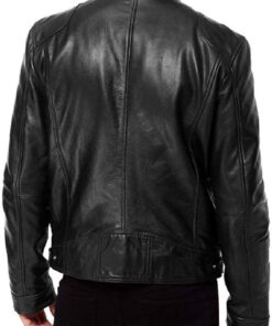 Alternative view of Men’s Genuine Leather Biker Jacket Zip Front Style
