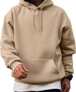 Men’s Casual Cotton Blend Hooded Pullover Sweatshirt with Drawstring
