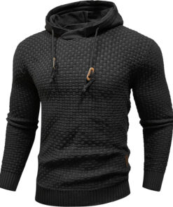 Men’s Knitted Hooded Sweatshirt Long Sleeve Pullover Sweater