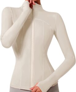 Women’s workout yoga zip-up athletic jacket lightweight gym top