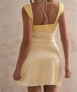 Alternative view of Women’s Halter Neck Pleated Backless Bodycon Mini Dress