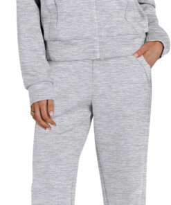 Women’s lounge set 2-piece sweatsuit zip sweatshirt wide leg pants set