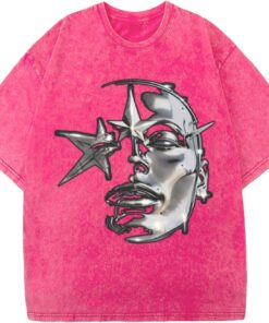 Men’s graphic acid wash oversized T-shirt vintage casual loose fit cotton tee