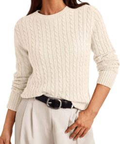 Women’s Lightweight Cable Knit Business Casual Pullover Sweater