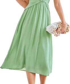 Women’s Ruffle Sleeve Chiffon A-Line Maxi Dress with Elastic Waist