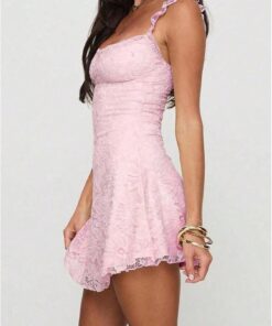 Alternative view of Women’s Floral Print Sleeveless A-Line Mini Dress with Lace Detail