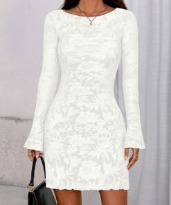 Alternative view of Women’s Floral Mesh Long Sleeve Bodycon Mini Dress
