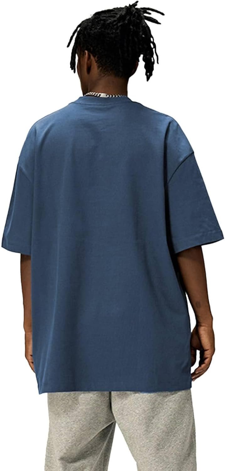 Men’s oversized cotton T-shirt heavyweight casual crew neck loose summer top - Image 2
