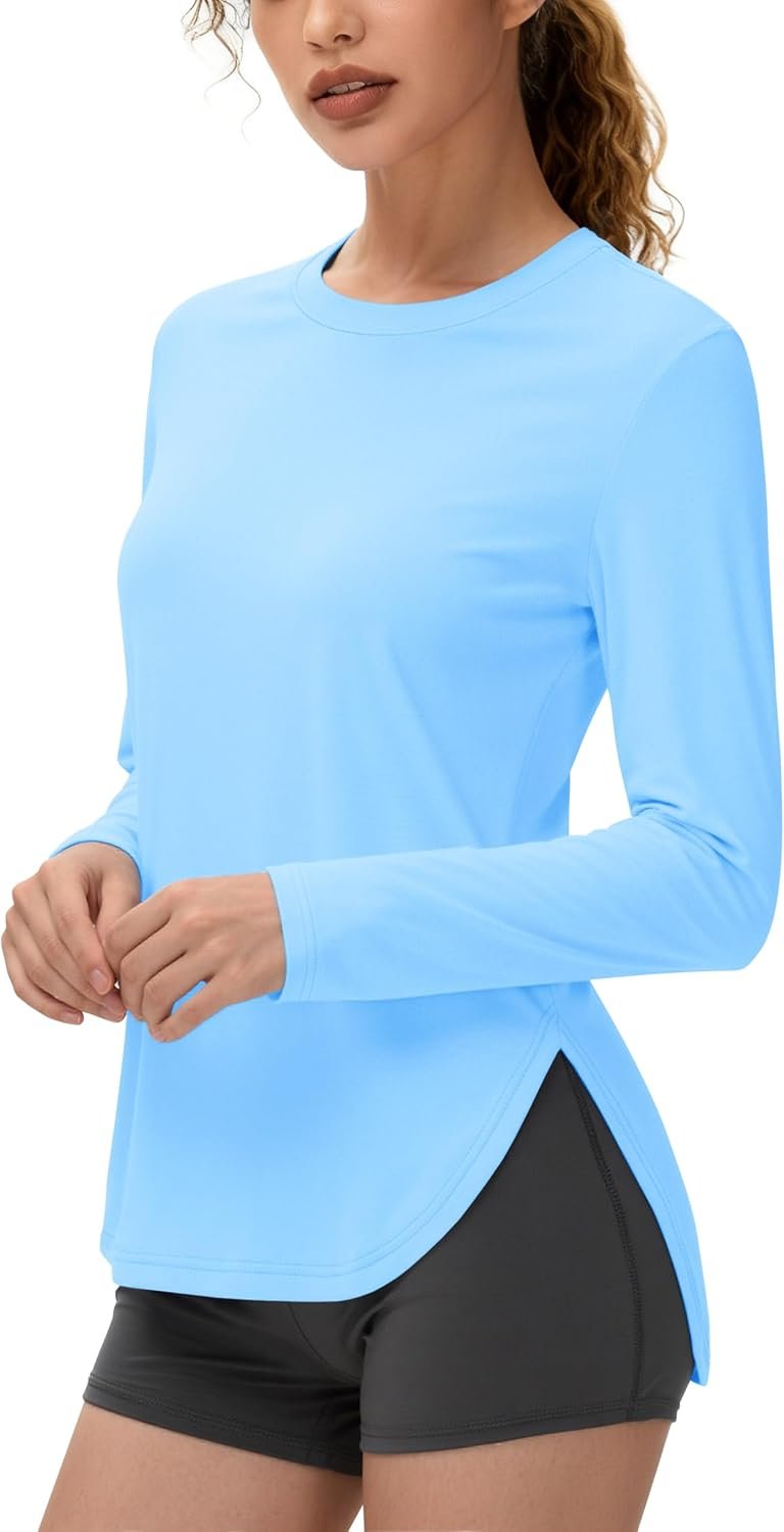 Women’s UV protection athletic shirt moisture-wicking quick-dry long sleeve workout tee