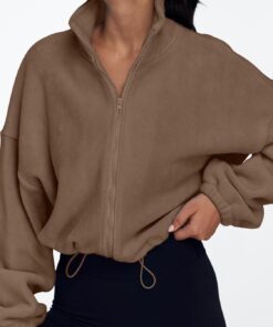 Alternative view of Women’s Oversized Fleece Zip Up Jacket Long Sleeve Sherpa Sweatshirt