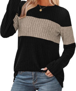 Alternative view of Women’s Trendy Color Block Long Sleeve Knit Sweater Top