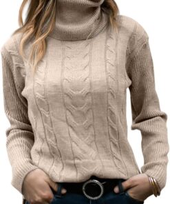 Women’s Turtleneck Cable Knit Long Sleeve Sweater