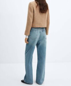 Alternative view of Women’s Collarless Cropped Tweed Blazer Button Down Office Jacket
