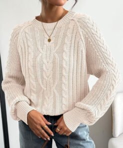 Alternative view of Women’s Oversized Cable Knit Crew Neck Fall Sweater