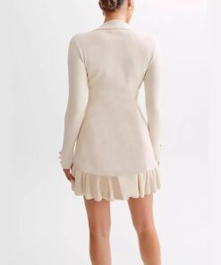 Alternative view of Women’s Long Sleeve Knit Sweater Dress Ruffle Hem Collared Back Tie Mini Dress