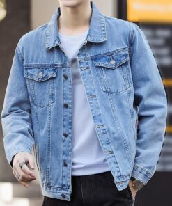 Alternative view of Men’s Classic Lapel Denim Jacket Slim Fit Casual Coat