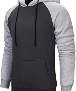 Men’s Patchwork Color Block Fleece Hoodie Pullover Sweatshirt with Pocket